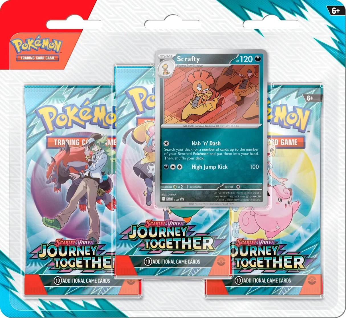 Pokemon - Scarlet & Violet: Journey Together - 3 Pack Blister (Scrafty)