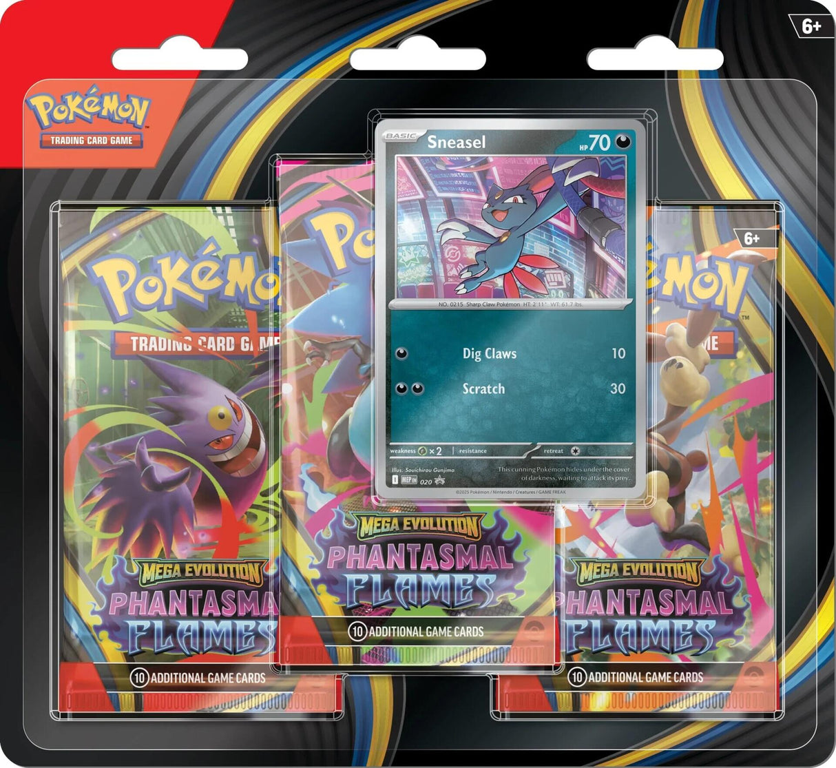 Pokemon - Mega Evolution: Phantasmal Flames - 3 Pack Blister (Sneasel)