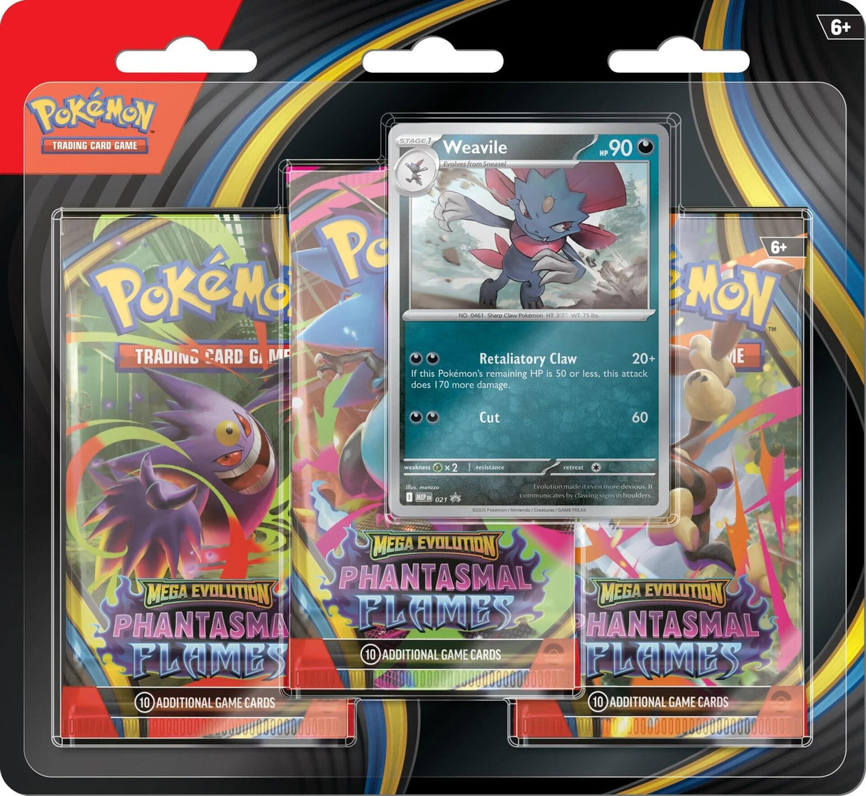 Pokemon - Mega Evolution: Phantasmal Flames - 3 Pack Blister (Weavile)