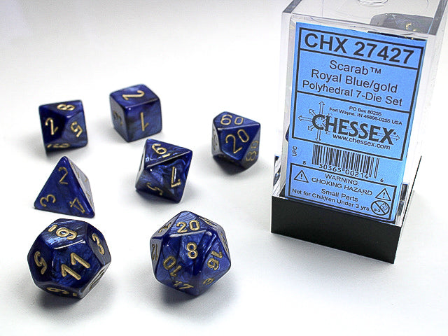 Chessex - CHX 27427 SCARAB 7-DIE SET ROYAL BLUE/GOLD