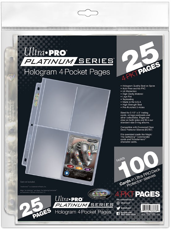Ultra Pro Page: 4 POCKETS PLATINUM SERIES 25CT