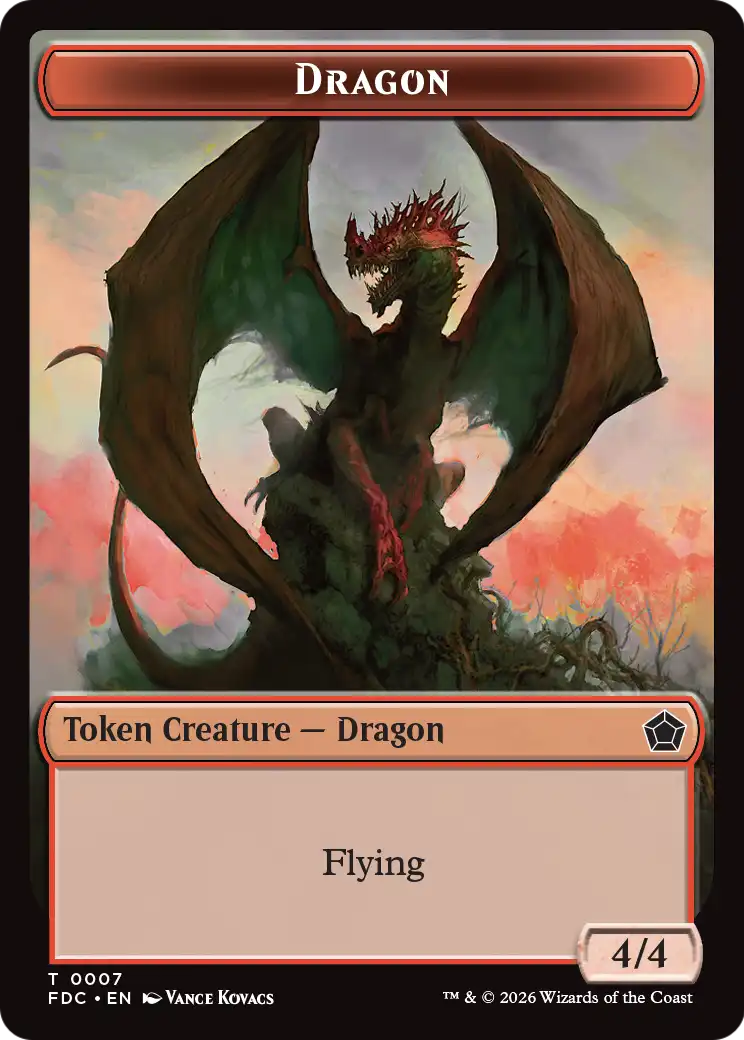 Dragon (0007) // Treasure Double-Sided Token [Foundations Commander Tokens]
