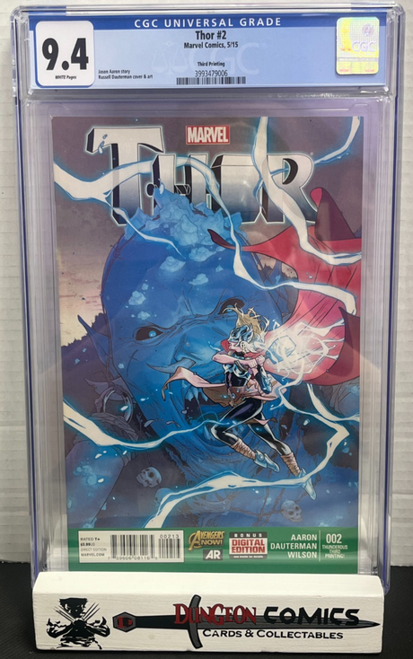 Thor # 2 Variant 3rd Print CGC 9.4 Marvel 2015 1st App Jane Foster as Thor [CR]