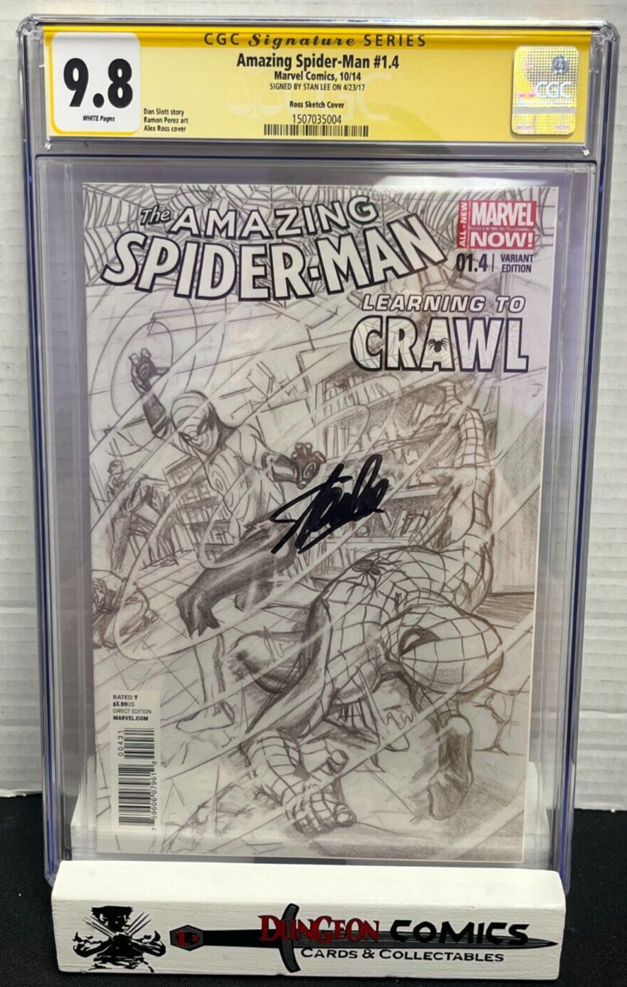 The Amazing Spider-Man # 1.4 Ross 1:200 CGC 9.8 2014 SS Stan Lee [GC18]