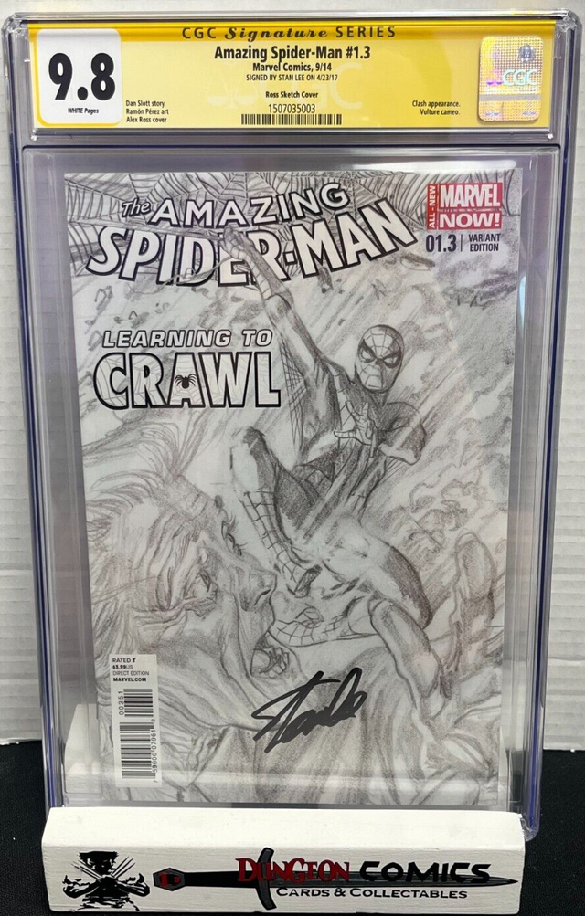 The Amazing Spider-Man # 1.3 Ross 1:200 CGC 9.8 2014 SS Stan Lee [GC18]