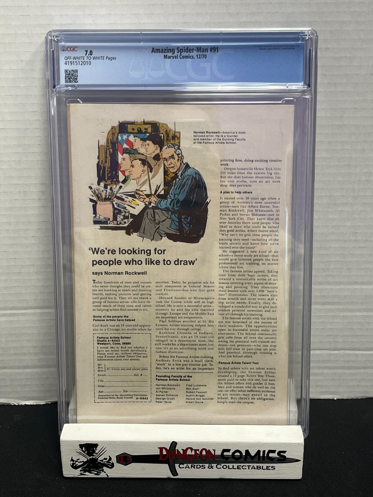 Amazing Spider-Man # 91 CGC 7.0 - Funeral of Captain Stacy App Marvel 1970 [EM2]