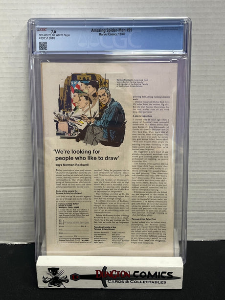 Amazing Spider-Man # 91 CGC 7.0 - Funeral of Captain Stacy App Marvel 1970 [EM2]