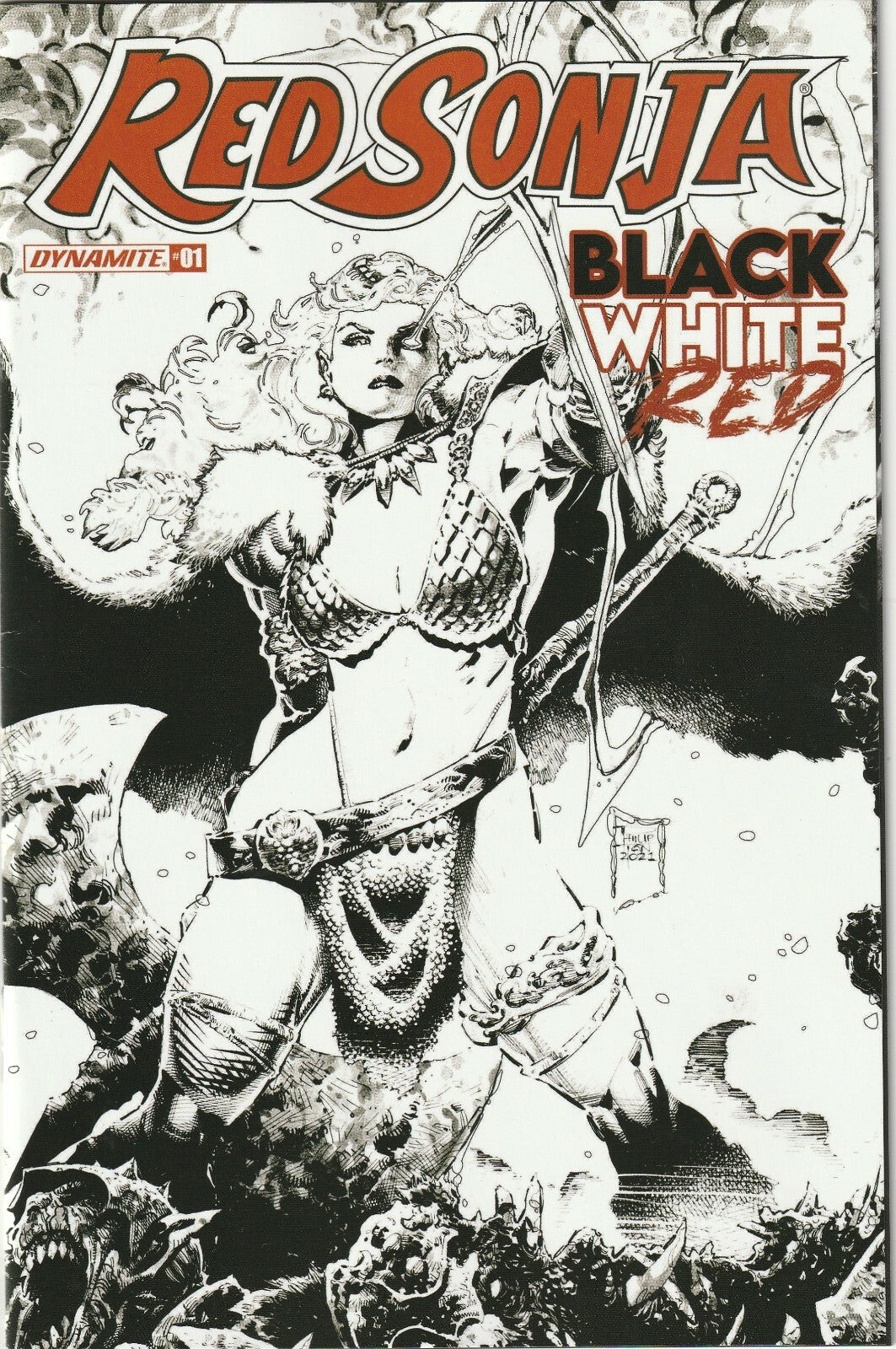 Red Sonja Black White Red # 1 Tan 1:10 Variant NM Dynamite [A2]