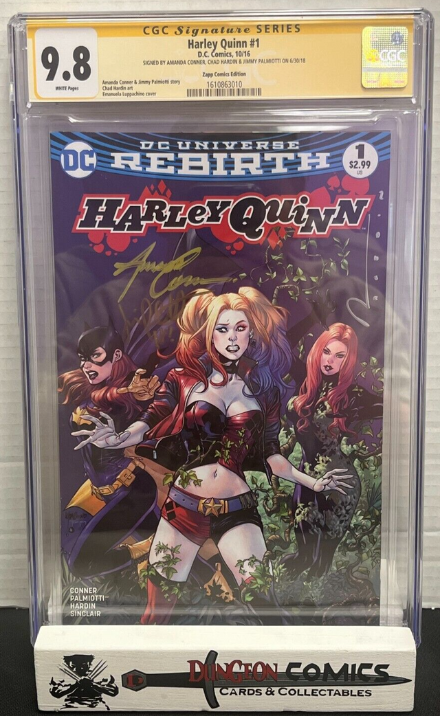 Harley Quinn # 1 CGC 9.8 Zapp Comics Edition DC 2016 SS Triple Signed [GC29]
