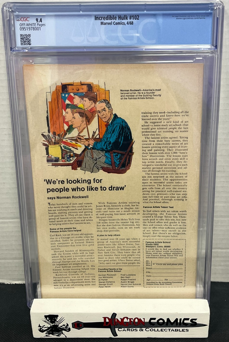 The Incredible Hulk # 102 CGC 9.4 Marvel 1968 Premiere Issue [CR]