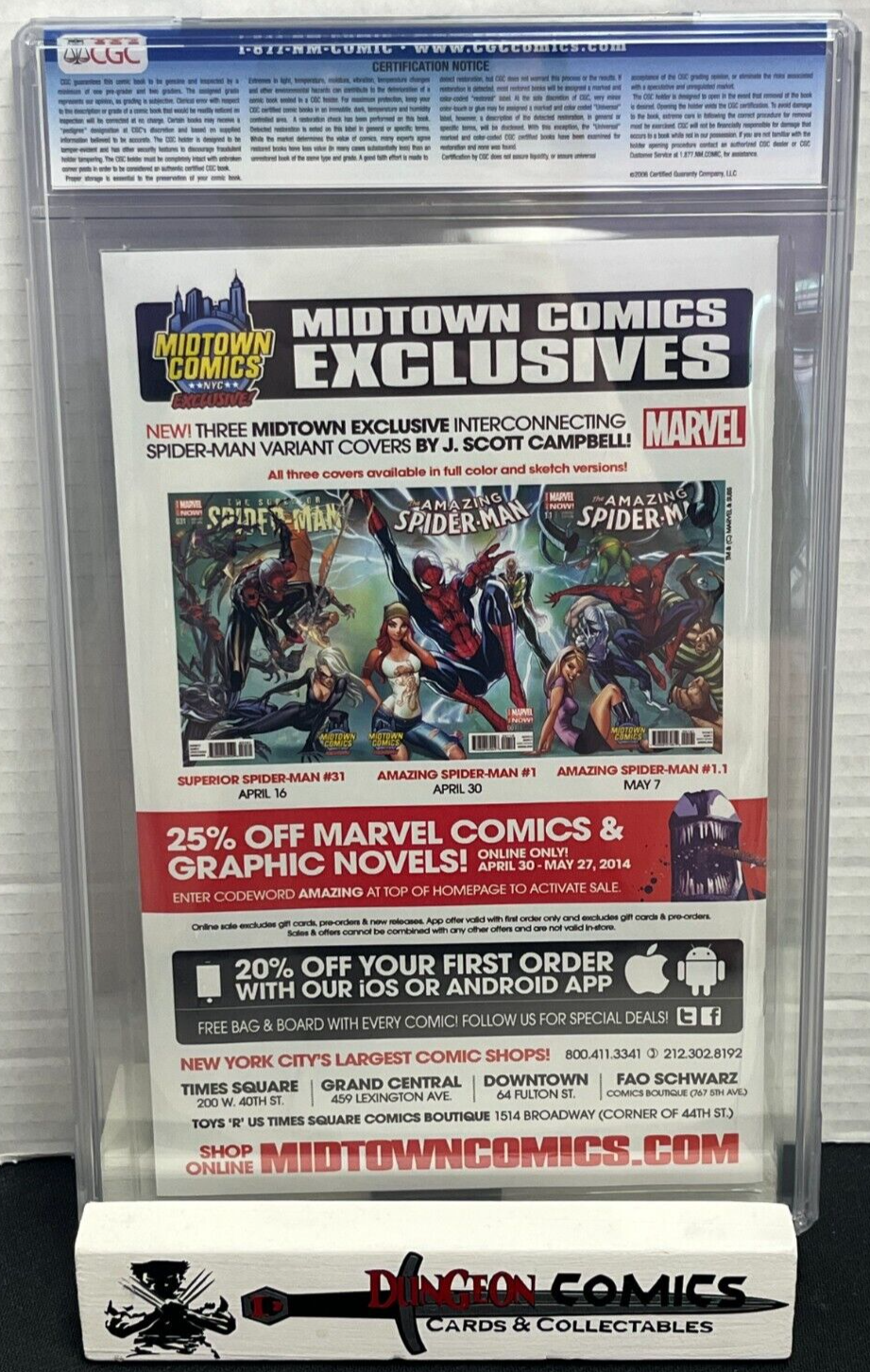 The Amazing Spider-Man # 1.1 Midtown Comics Sketch Variant CGC 9.8 2014 [GC20]