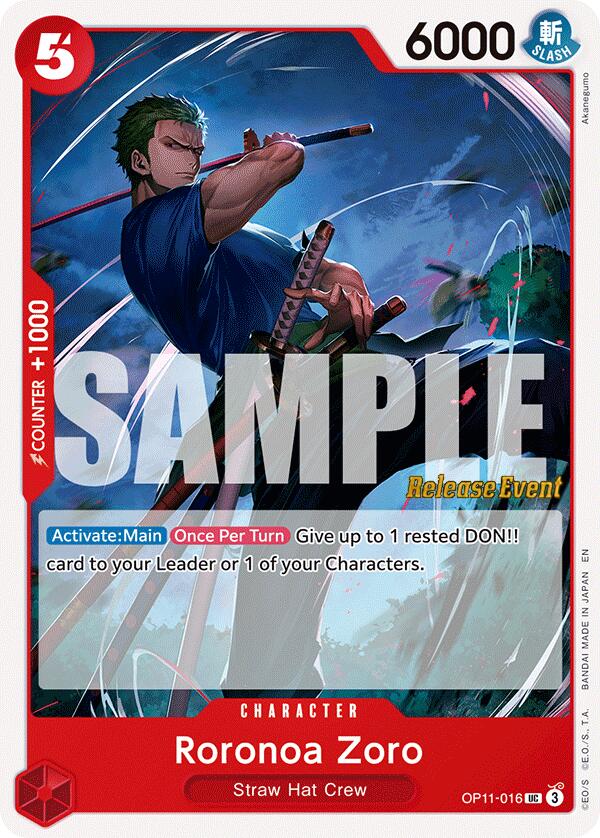 Roronoa Zoro [A Fist of Divine Speed Release Event Cards] OP11-016