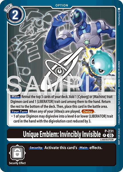 Unique Emblem: Invincibly Invisible [P-231] (Dawn of Liberator Box Topper) [Promotional Cards]