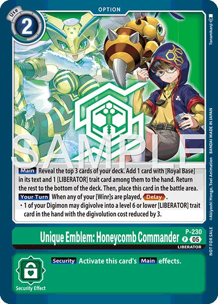 Unique Emblem: Honeycomb Commander [P-230] (Dawn of Liberator Box Topper) [Promotional Cards]