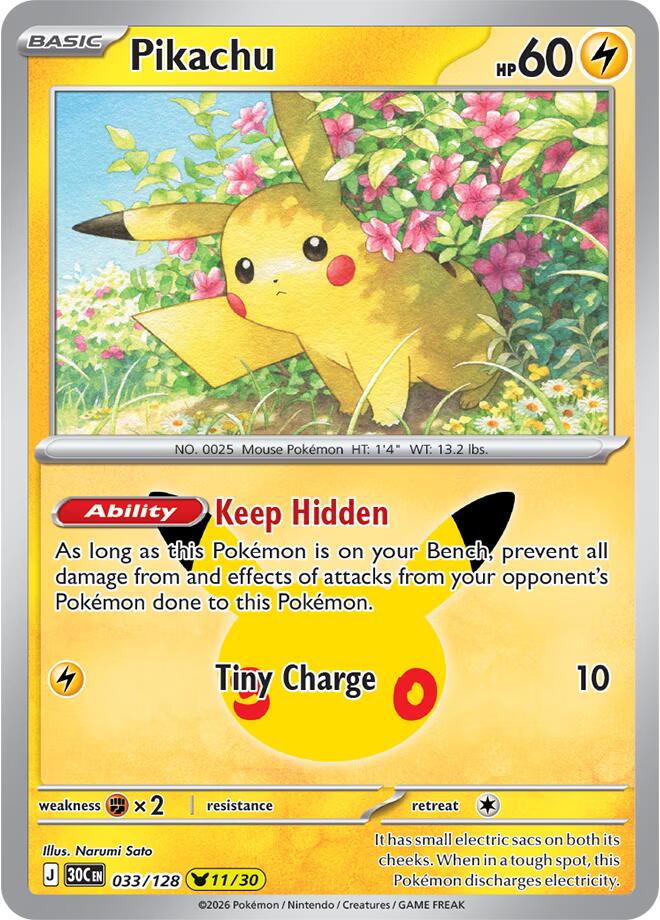 Pikachu (033/128) [Mega Evolution: 30th Celebration]