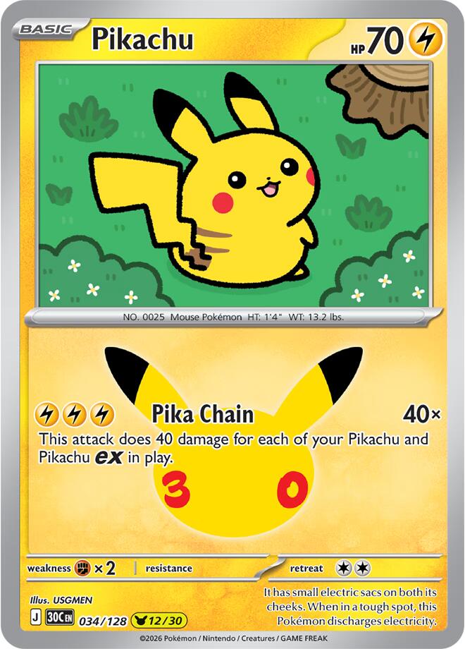 Pikachu (034/128) [Mega Evolution: 30th Celebration]