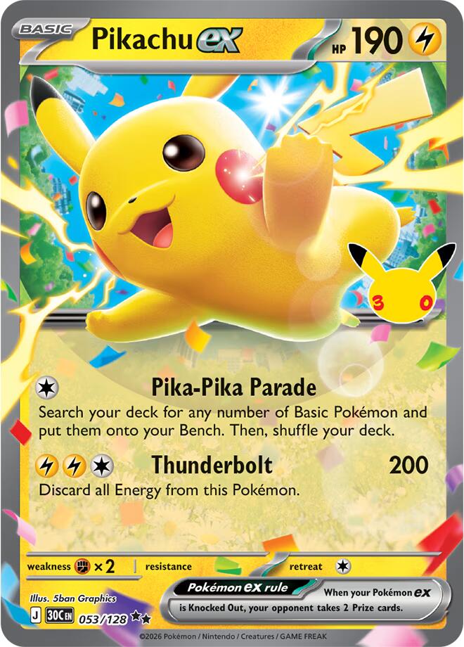 Pikachu ex (053/128) [Mega Evolution: 30th Celebration]