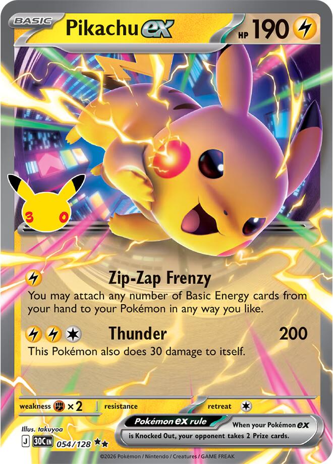 Pikachu ex (054/128) [Mega Evolution: 30th Celebration]