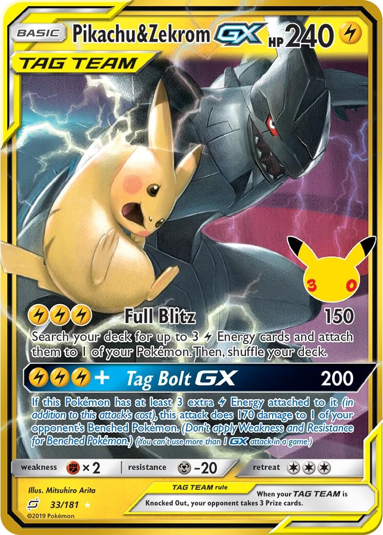Pikachu & Zekrom GX (33/181) [Mega Evolution: 30th Celebration]