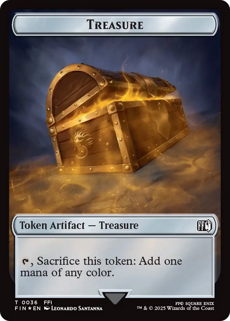 Foretell // Treasure Double-Sided Token (Surge Foil) [FINAL FANTASY Commander Tokens]