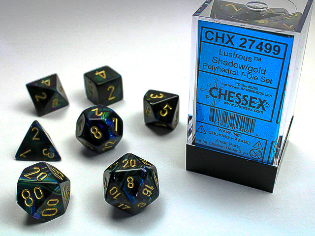 Chessex - CHX 27499 LUSTROUS 7-DIE SET SHADOW/GOLD
