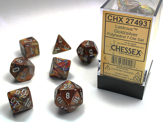 Chessex - CHX 27493 LUSTROUS 7-DIE SET GOLD/SILVER