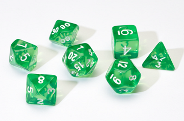 Sirius Dice: TRANSLUCENT GREEN RESIN 7-DIE SET