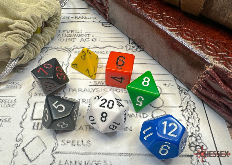 Chessex - CHX25499 NOSTALGIA OPAQUE GM AND BEGINNER PLAYER 7-DIE SET