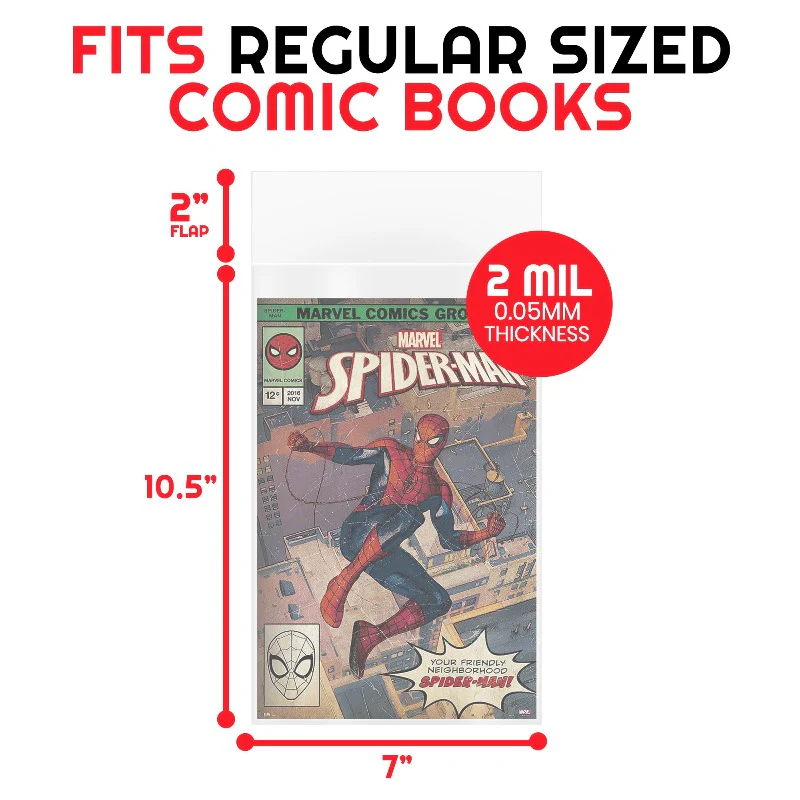 Evoretro - Regular Size Comic Bags (7" X 10.5") - 100CT - Crystal Clear/Transparent