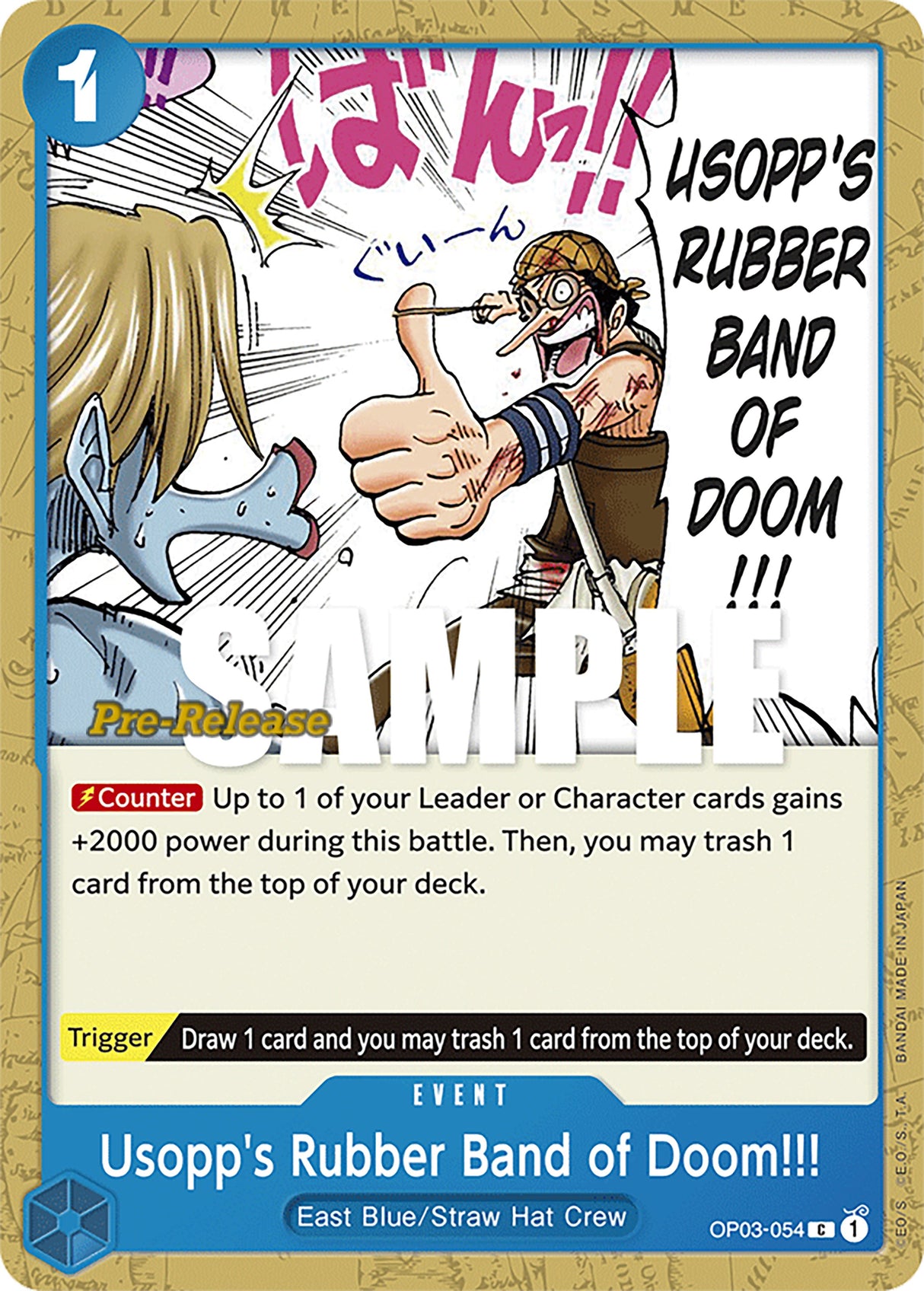Usopp's Rubber Band of Doom!!! [Pillars of Strength Pre-Release Cards] op03-054