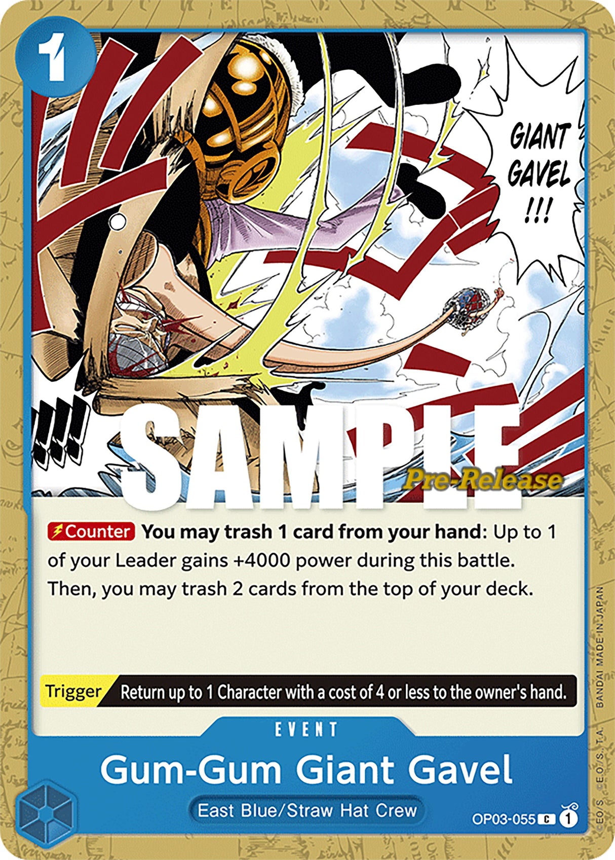 Gum-Gum Giant Gavel [Pillars of Strength Pre-Release Cards] op03-055