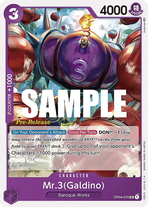 Mr.3(Galdino) [Kingdoms of Intrigue Pre-Release Cards] op04-070