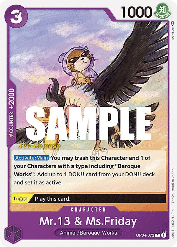 Mr.13 & Ms.Friday [Kingdoms of Intrigue Pre-Release Cards] op04-073
