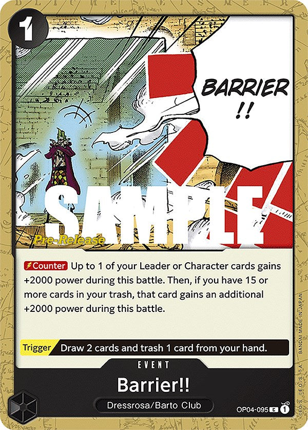 Barrier!! [Kingdoms of Intrigue Pre-Release Cards] op04-095