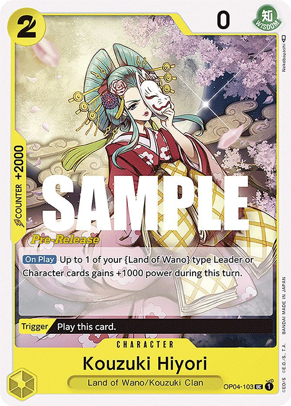 Kouzuki Hiyori [Kingdoms of Intrigue Pre-Release Cards] op04-103