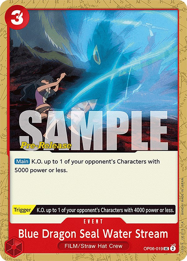 Blue Dragon Seal Water Stream [Wings of the Captain Pre-Release Cards] op06-019